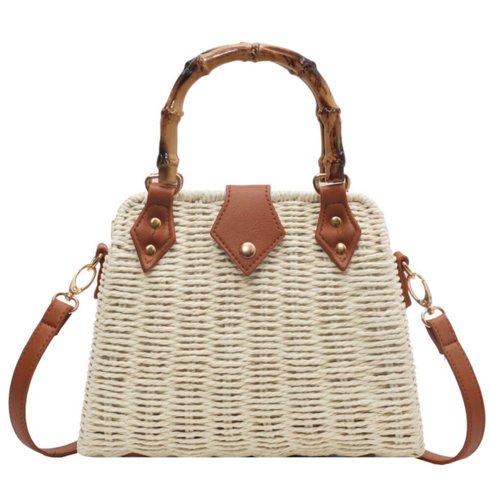1982 Cross Body Handbags Straw Woven Beach Bag 2026 Summer Handmade Purses